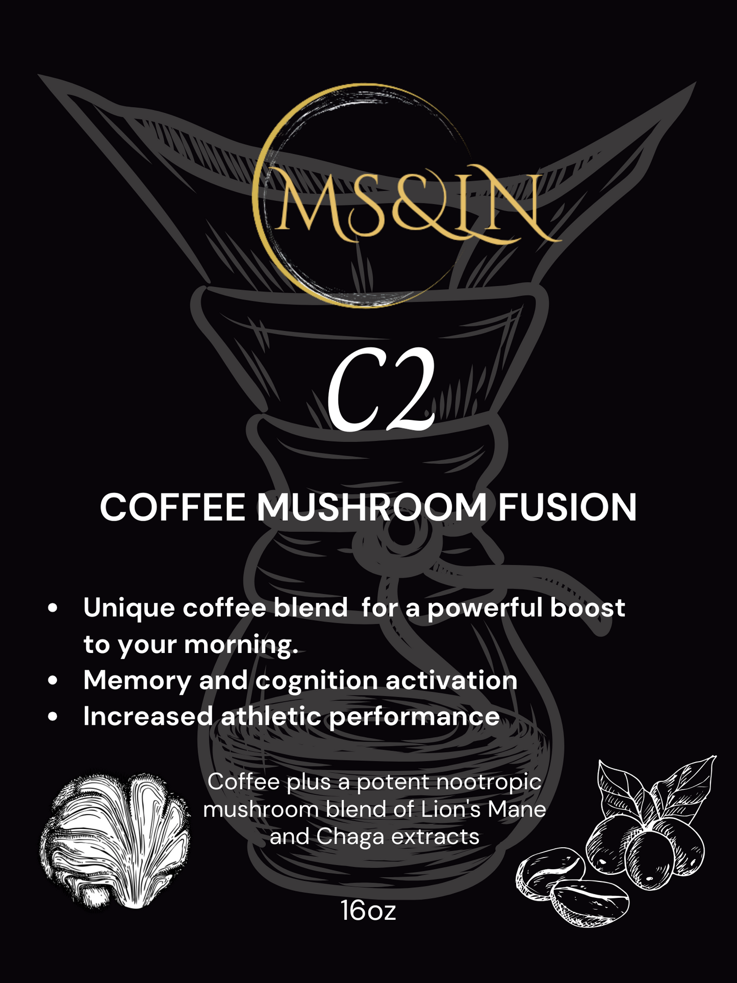 Mushroom Coffee Fusion - Lion’s Mane & Chaga 16oz